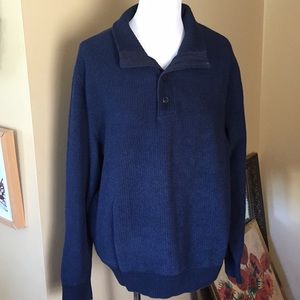 GAP for GOOD Size XL 1/3 Button Neck Polo Fisherman’s Weave Navy Cozy $129 NEW